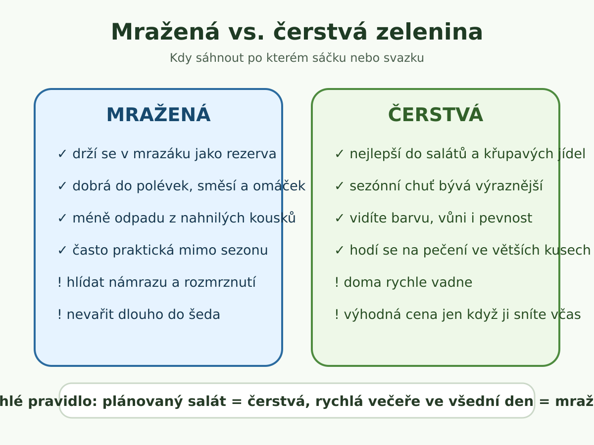 Infografika: kdy zvolit mraženou a kdy čerstvou zeleninu