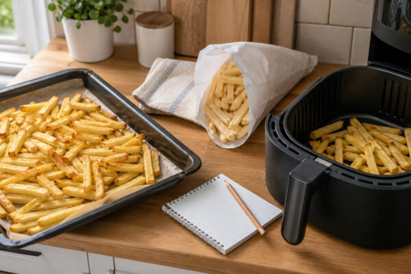 Air fryer udělal mražené hranolky rychleji než trouba. Pak jsem do něj zkusila dát celý sáček
